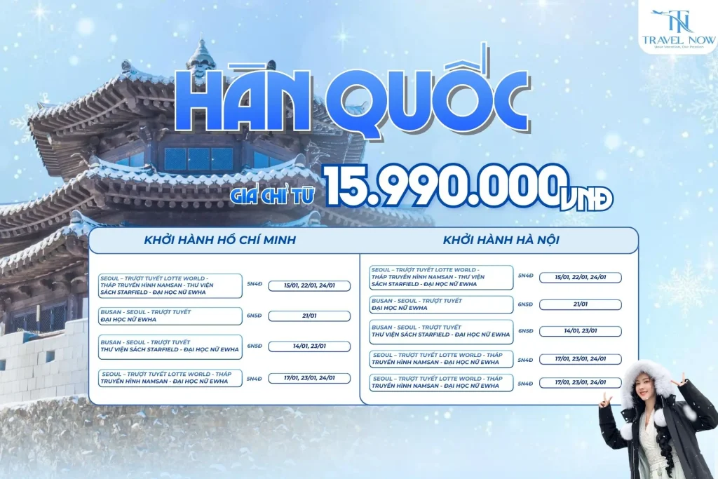 tour hàn quốc tháng 1