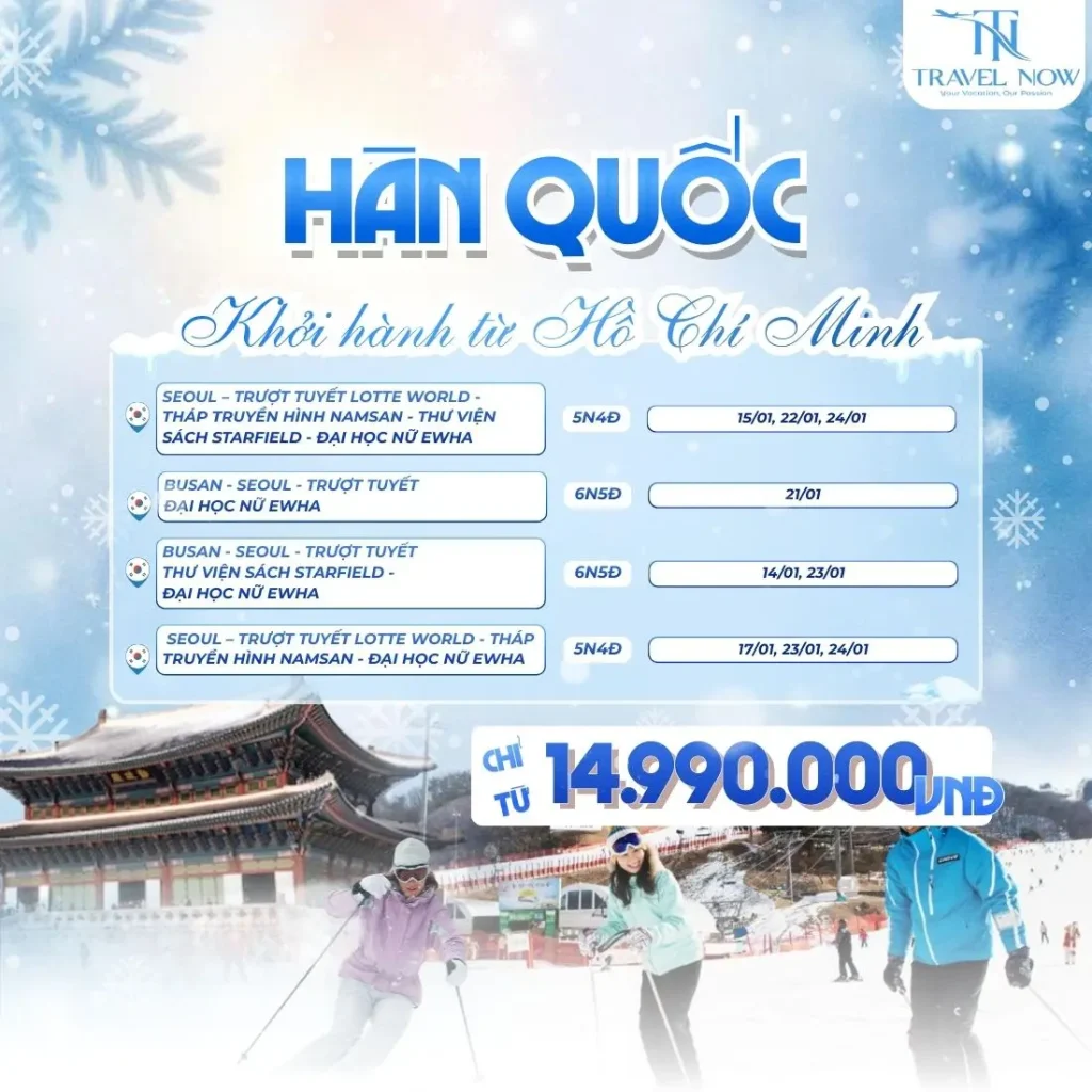 tour hàn quốc tháng 1